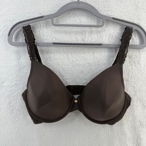 Natori Bra 36D Brown Lace Trim Full‎ Coverage Underwire Comfortable Everyday